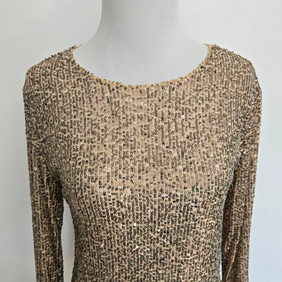 NEW Intimately Free People Gold Rush Sequin Shirt Glam Maximalist Women Small - Picture 5 of 13